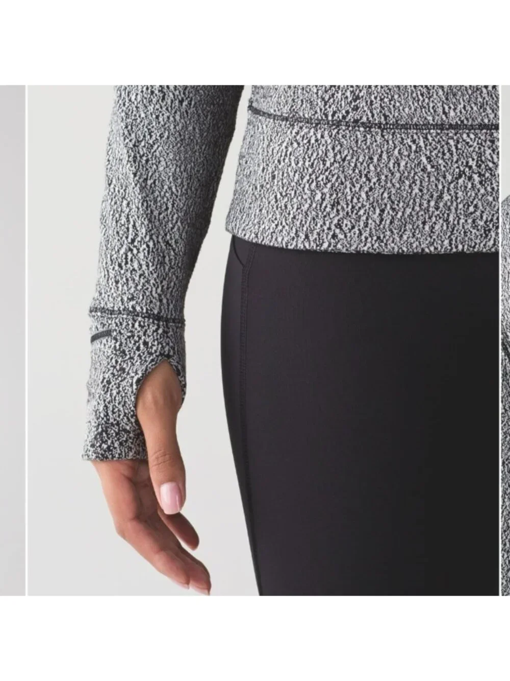 Lululemon Rush Hour Long Sleeve Running Luon Spray Jacquard White Black